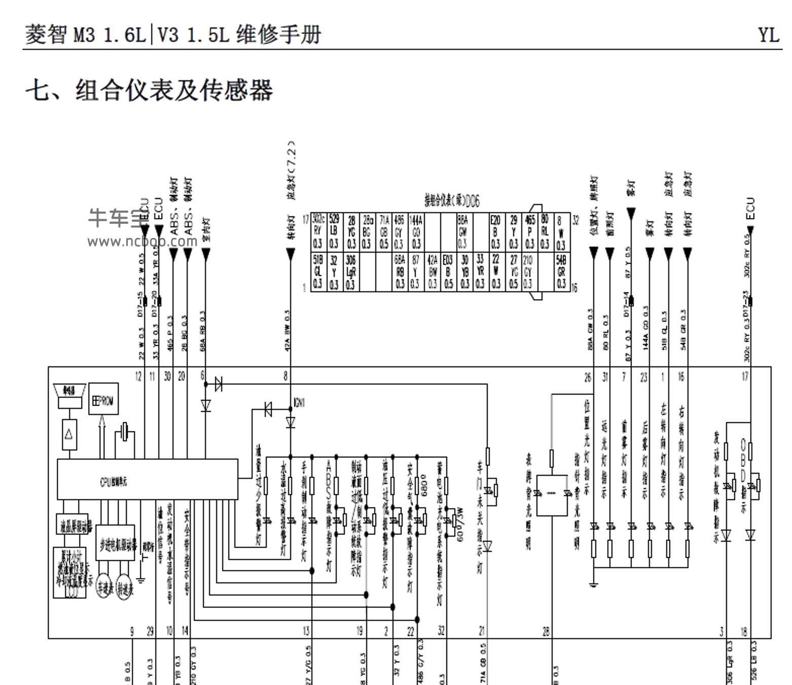 2016-2017款东风风行菱智M3 V3原厂维修手册和电路图