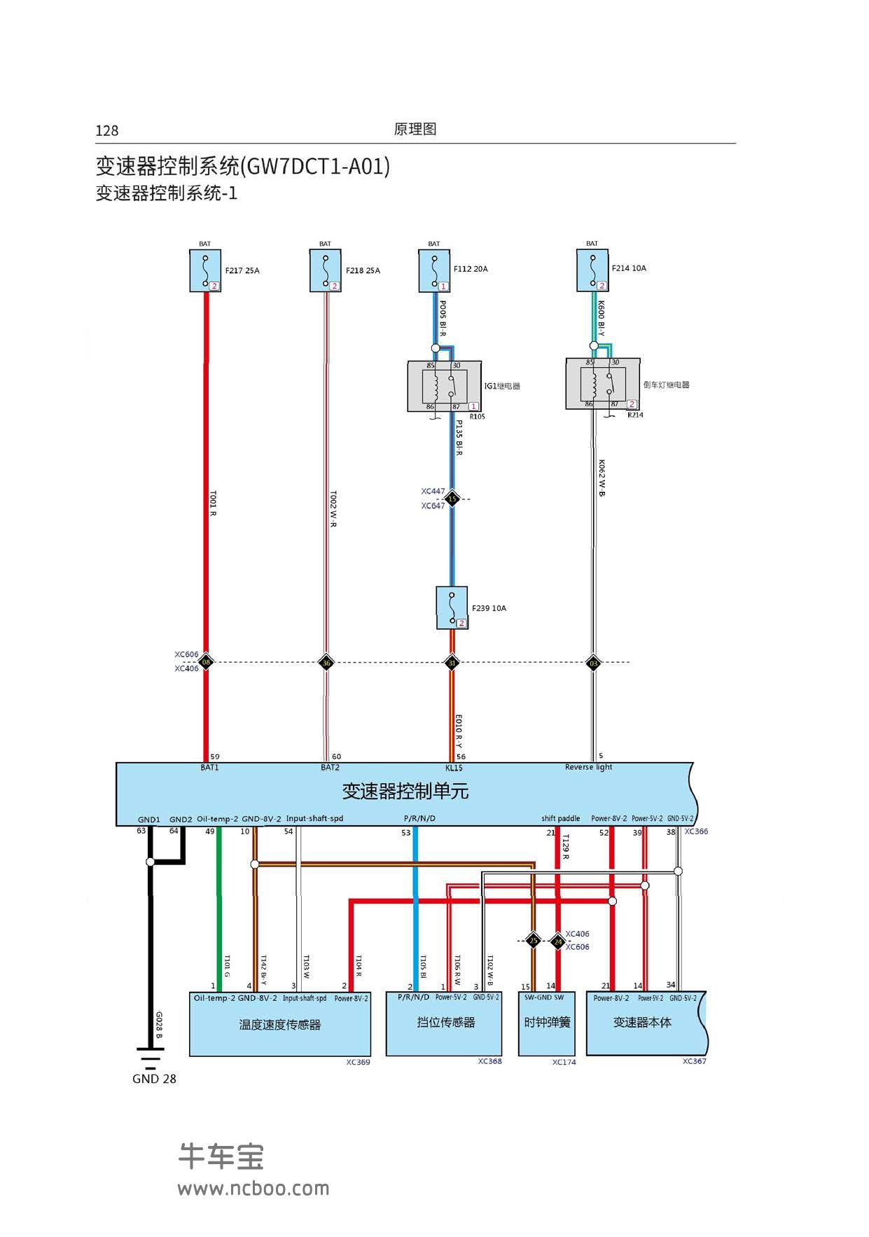 WEY VV5 变速器控制系统GW7DCT1电路原理图