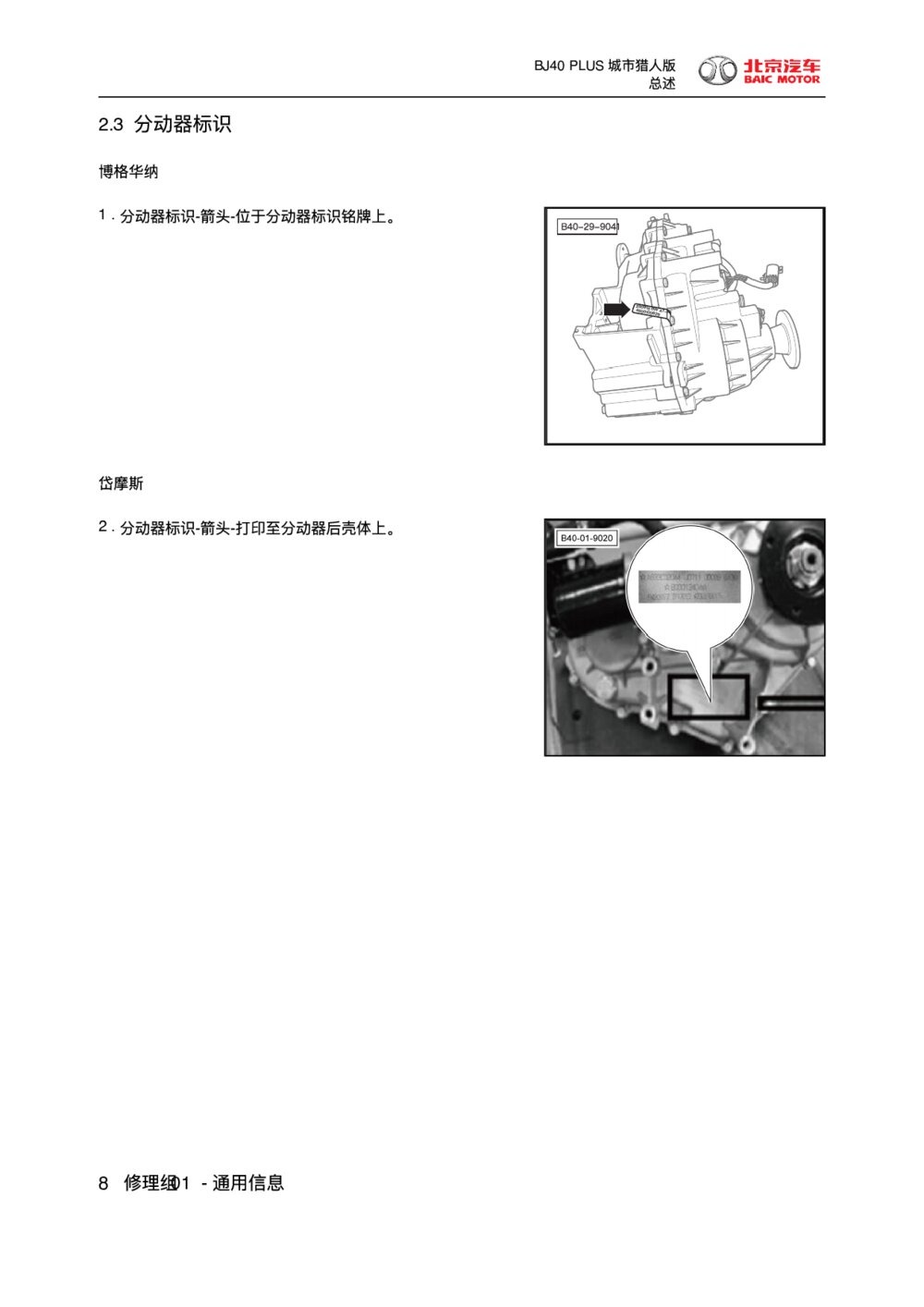2018款北京BJ40 PLUS城市猎人版分动器标识1