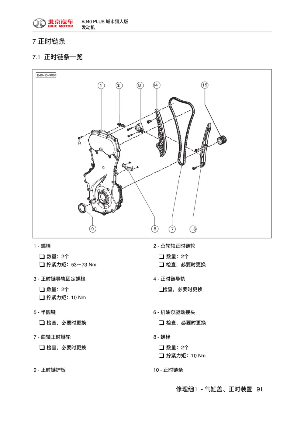 2018款北京BJ40 PLUS发动机正时链条1