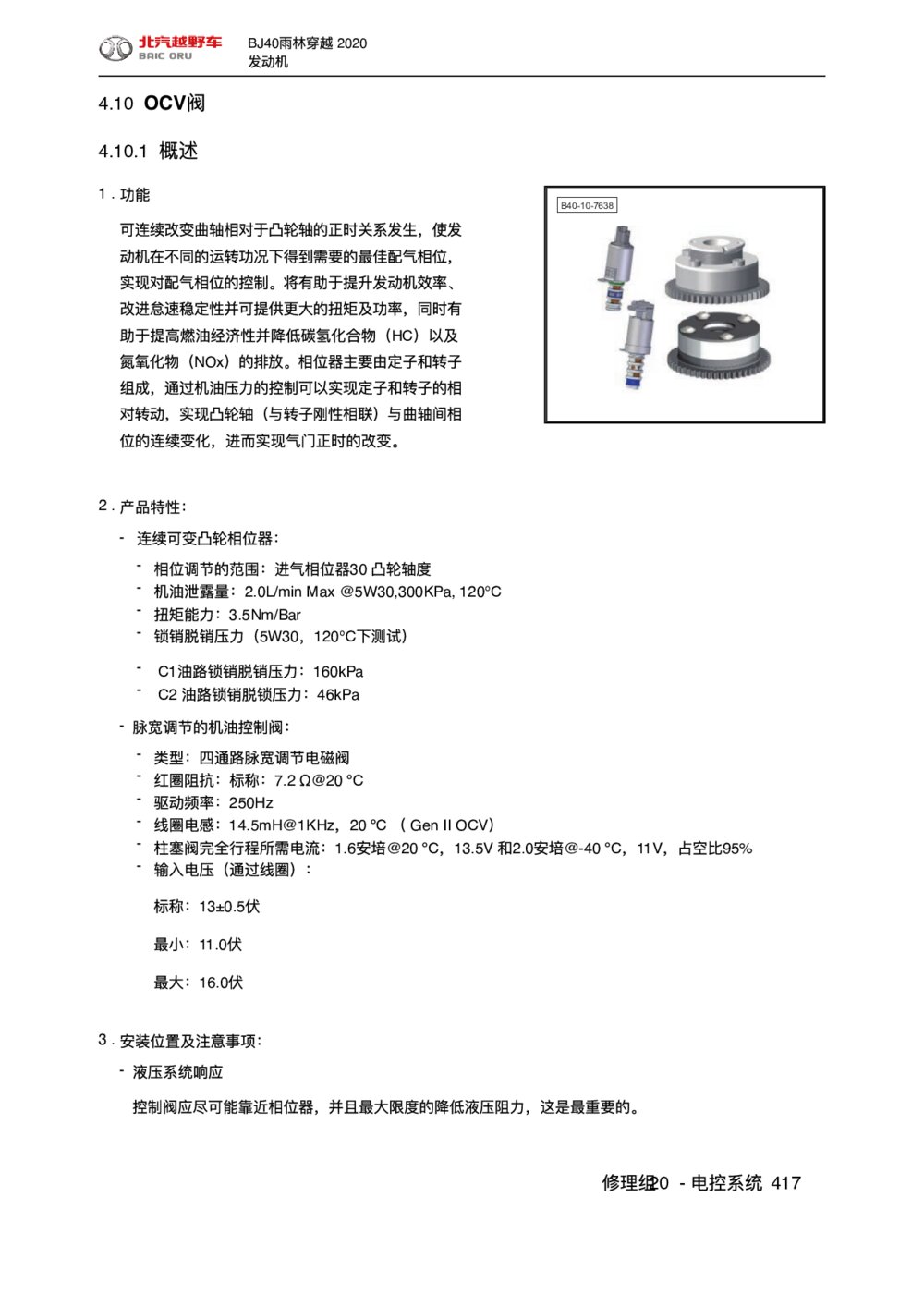 2020款北京BJ40雨林穿越版OCV阀维修1