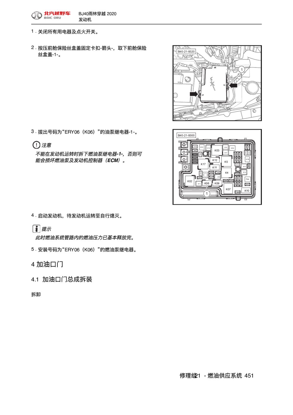 2020款北京BJ40雨林穿越版加油口门1