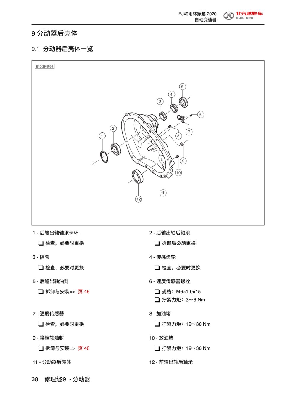 2020款北京BJ40雨林穿越版分动器后壳体1