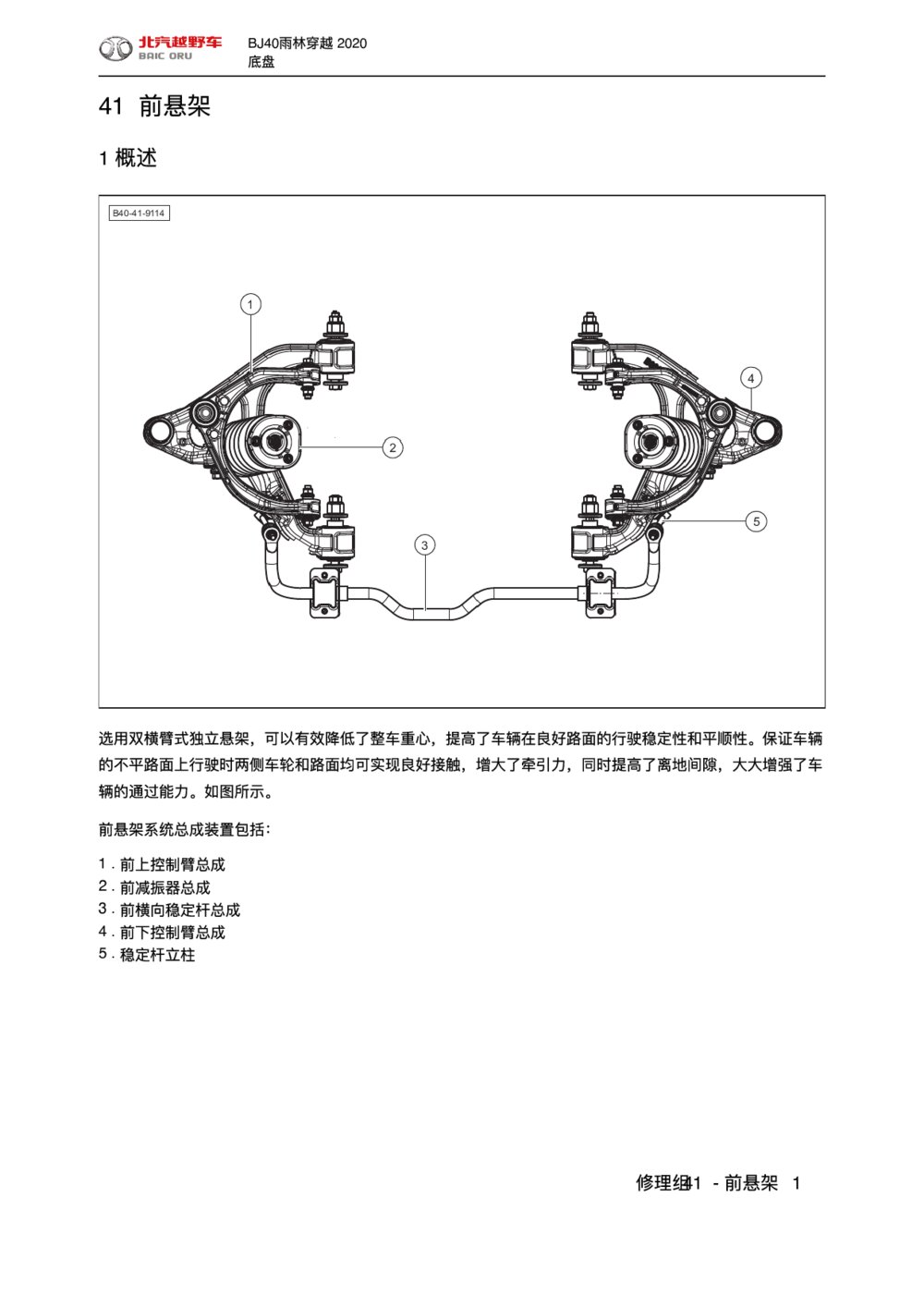 2020款北京BJ40底盘概述1